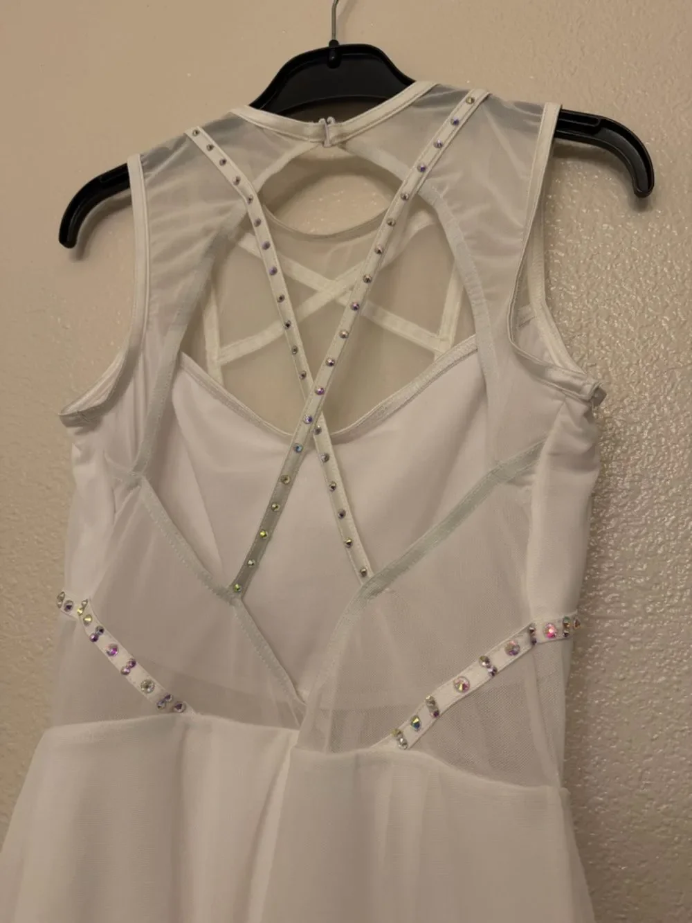 WEISSMAN Elite Dance Costume lyrical white Paper Thin 17967 custom rhinestone MA